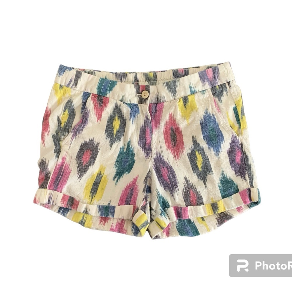 J Crew womens shorts paint splatter cuffed size 4 boho festival coachella hippie